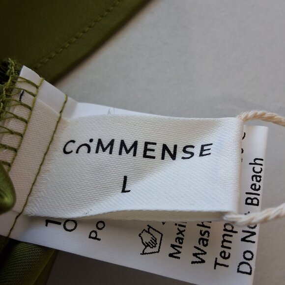 Commense Womens One-Shoulder Twist-Back Olive Green Satin Maxi Dress Sz L Event - Picture 6 of 8